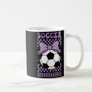 Cool Soccer Sister Ball Cute Purple Coquette Bow Coffee Mug
