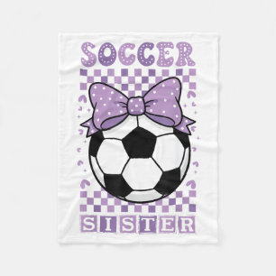Cool Soccer Sister Ball Cute Purple Coquette Bow Fleece Blanket