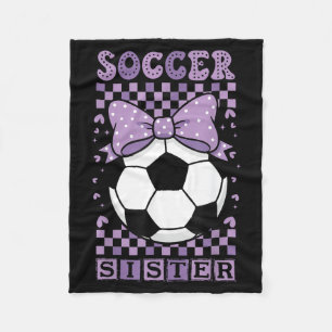 Cool soccer sister ball cute purple coquette bow fleece blanket