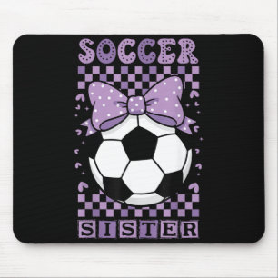 Cool Soccer Sister Ball Cute Purple Coquette Bow Mouse Pad