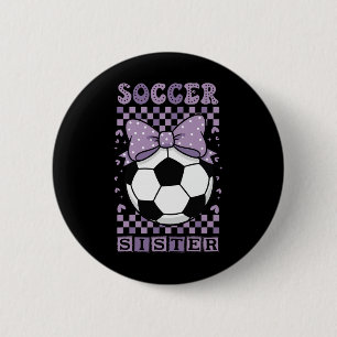Cool Soccer Sister Ll Cute Purple Coquette Bow Gra 6 Cm Round Badge