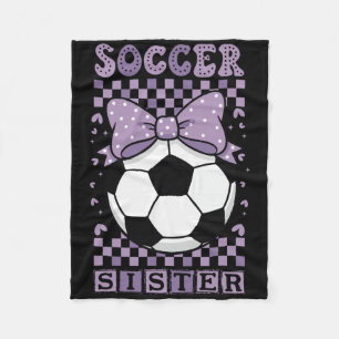 Cool Soccer Sister Ll Cute Purple Coquette Bow Gra Fleece Blanket