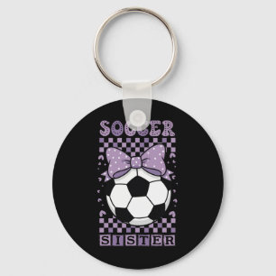 Cool Soccer Sister Ll Cute Purple Coquette Bow Gra Key Ring