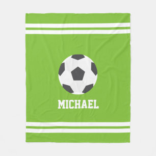 Cool Soccer Themed Personalised Kids Fleece Blanket