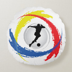 Cool Soccer Tricolor Emblem Round Cushion