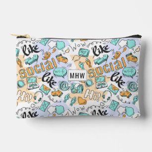 Cool Social Media custom monogram Accessory Pouch