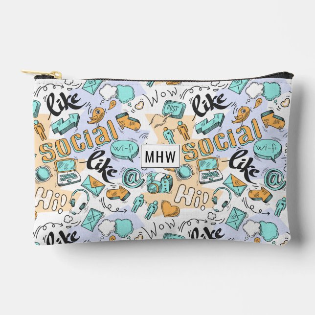Cool Social Media custom monogram Accessory Pouch (Front)