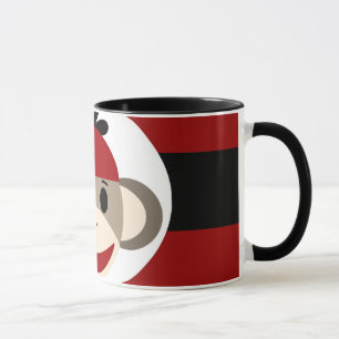 Cool Sock Monkey Beanie Hat Red Black Stripes Mug