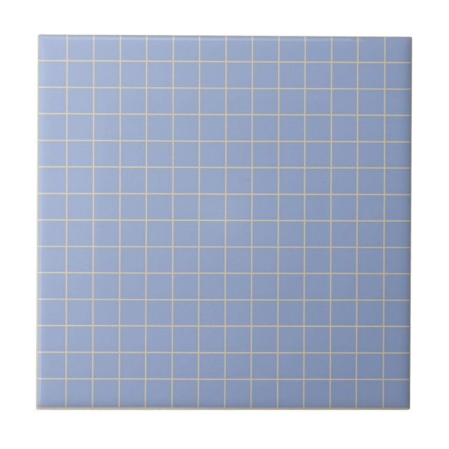 Cool Soft Purple & Sage Green Chequered Pattern Ceramic Tile (Front)