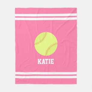 Cool Softball Themed Personalized Kids Fleece Blanket
