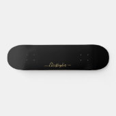 Cool Solid Plain Black Gold Monogrammed Signed Skateboard (Horz)