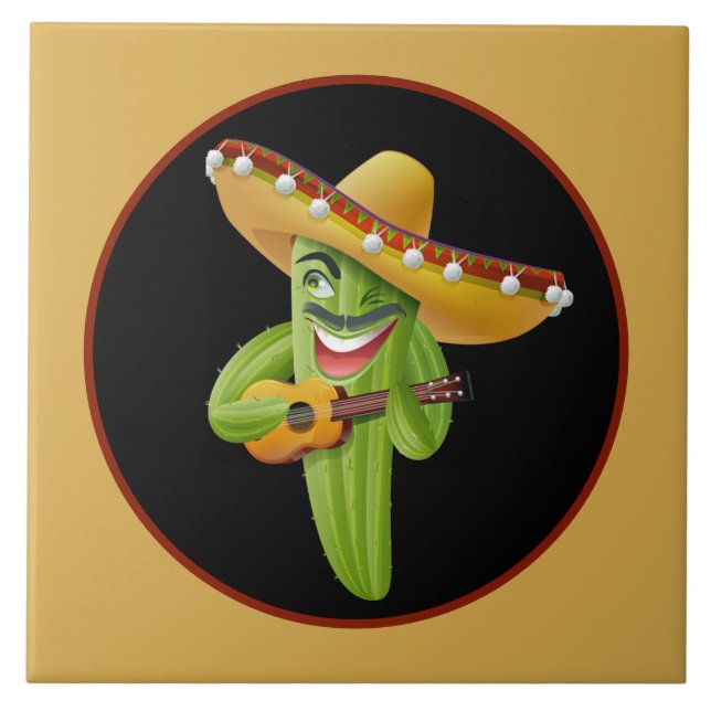 cool Southwestern cactus decor Ceramic Tile (Front)