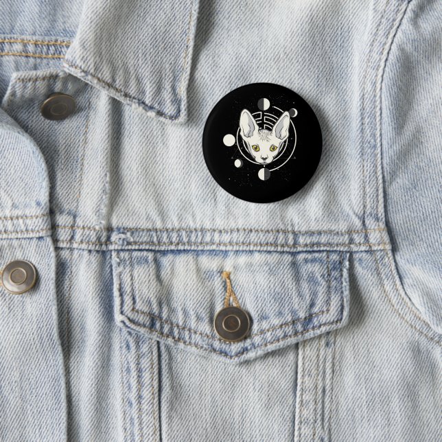 Cool Space Cat Face Design 6 Cm Round Badge (In Situ)