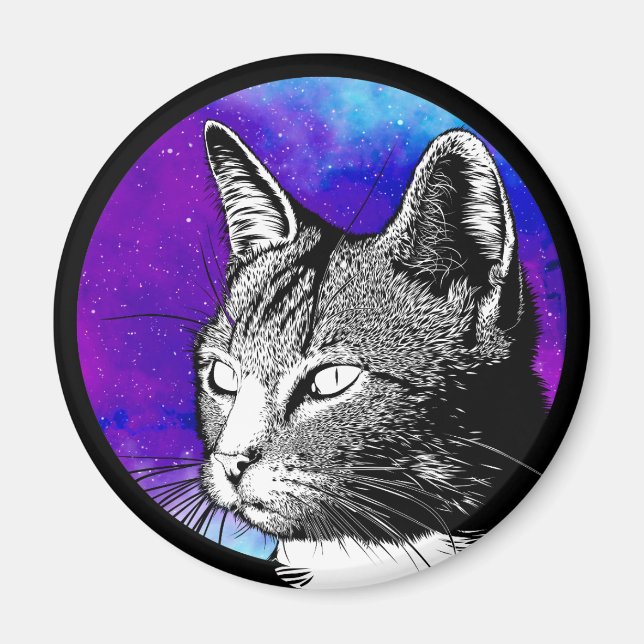 Cool Space Cat Nebula Magnet (Front)