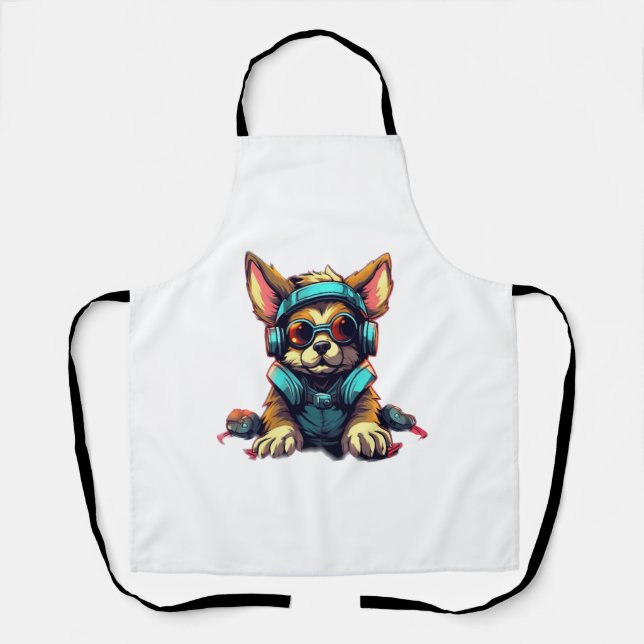 Cool space dog design Classic T-Shirt Apron (Front)