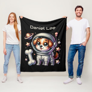 Cool space lovers add name dog fleece blanket