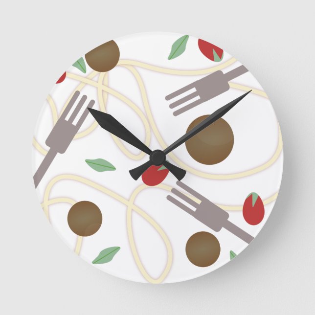 Cool Spagetti and Meatballs Foodie Pattern  Round Clock (Front)