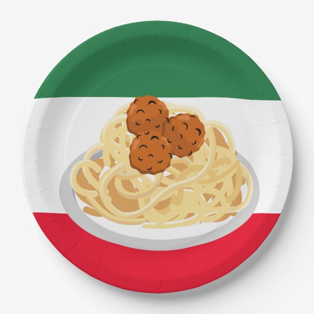 cool spaghetti meatballs party paper plate (Front)