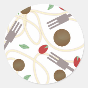 Cool Spaghetti Meatballs Pattern Classic Round Sticker
