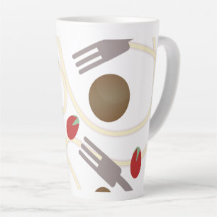Cool Spaghetti Meatballs Pattern Latte Mug