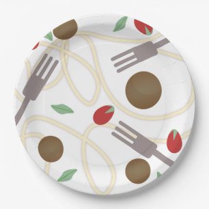 Cool Spaghetti Meatballs Pattern Paper Plate