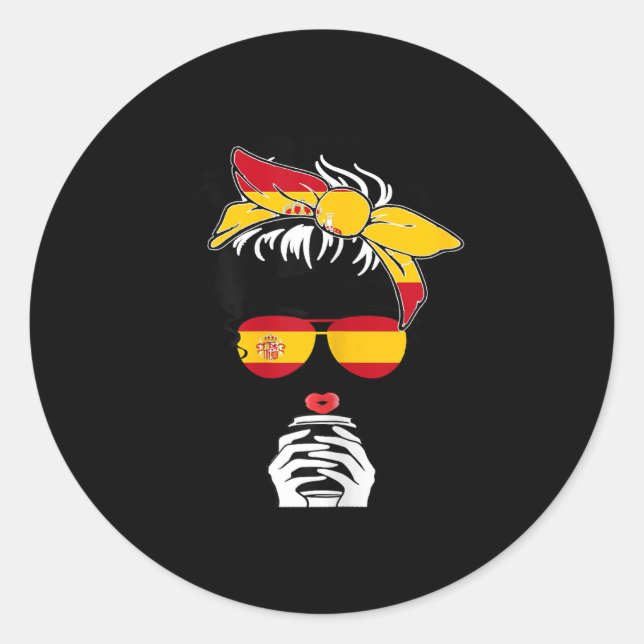 Cool Spanish Coffee Mama Mum Girl Sis Aunt Spain F Classic Round Sticker (Front)