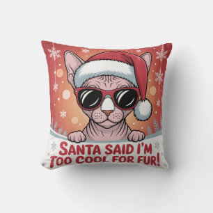 Cool Sphynx Cat Christmas Santa Design Cushion