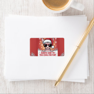 Cool Sphynx Cat Christmas Santa Design Label