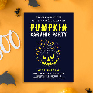 Cool Spooky Halloween Night Pumpkin Carving Party  Invitation