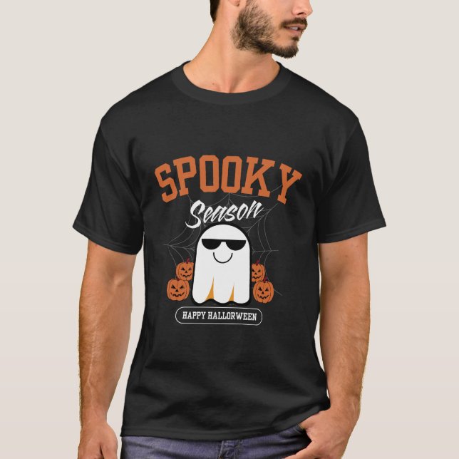 Cool Spooky Season Ghost Halloween T-Shirt (Front)
