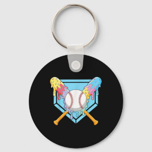 Cool Sport Baseball Home Plate Drip With Sprinkles Key Ring