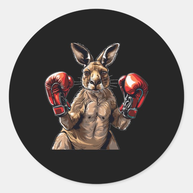 Cool Sport Kangaroo With Punching Mitts  Classic Round Sticker (Front)