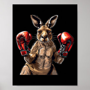 Cool Sport Kangaroo With Punching Mitts Poster