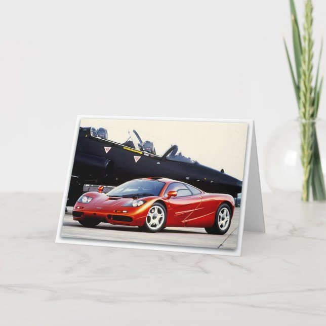 Cool Sports Car And Jet Birthday Card (Front)