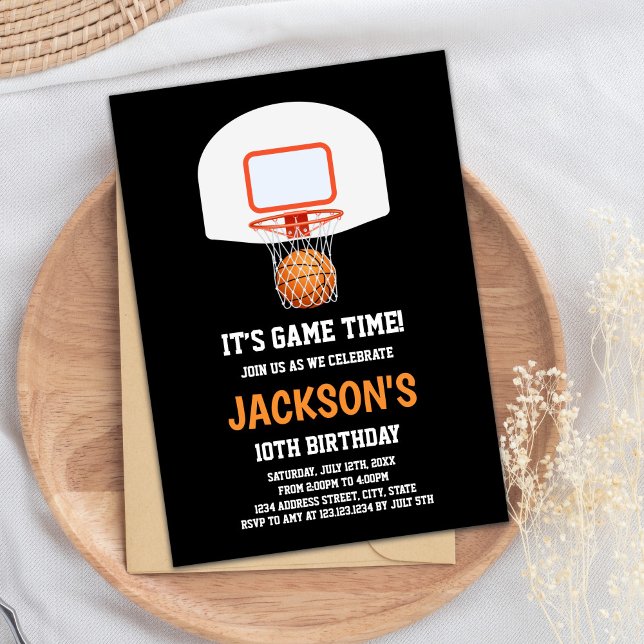 Cool Sports Theme Invitation (Black Basketball Invitations)