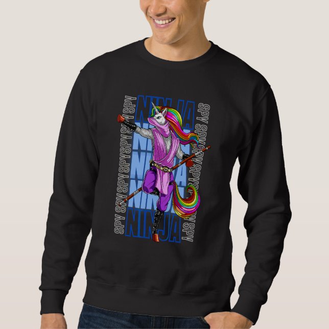 Cool Spy Gaming Ninja Gamer Unicorn Ninja Boy Girl Sweatshirt (Front)