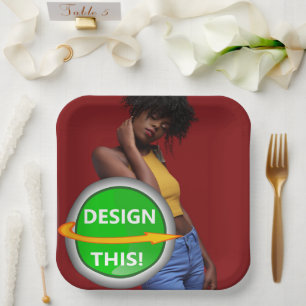 COOL! Square Paper Plate - 9" - Custom
