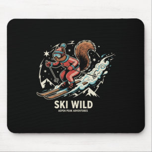 Cool Squirrel Snow Skiing Design For Animal Kids L Mouse Pad