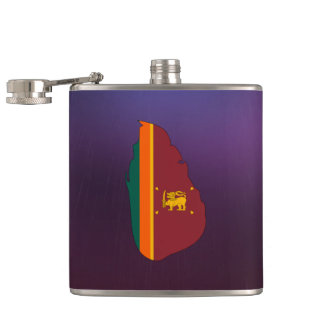 Cool Sri Lanka Flag Map Hip Flask
