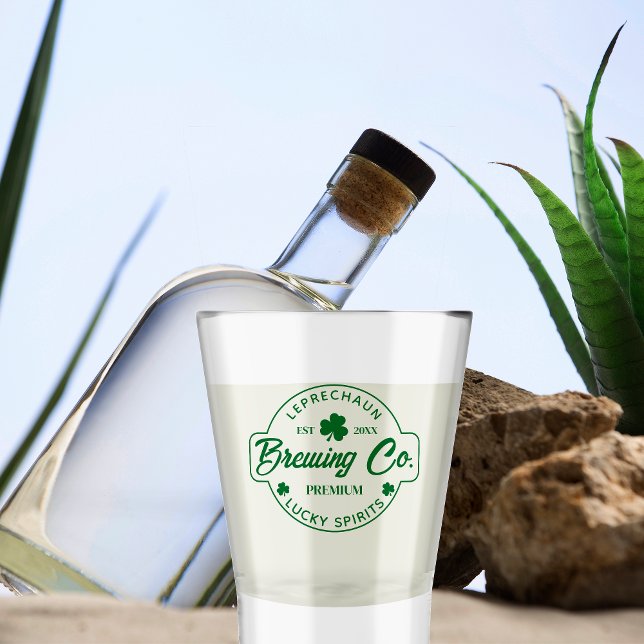 Cool St Patricks Day Party Leprechaun Brewing Co Shot Glass (Creator Uploaded)
