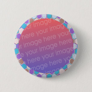cool stained glass photo frame 6 cm round badge