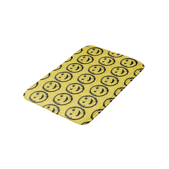 Cool Stained Happy Smiling face pattern yellow Bath Mat (Angled)