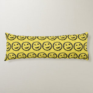 Cool Stained Happy Smiling face pattern yellow Body Cushion