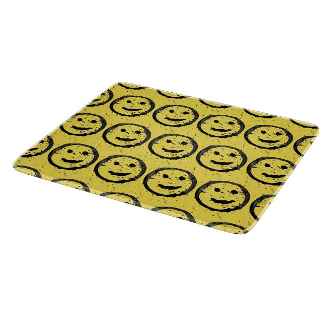 Cool Stained Happy Smiling face pattern yellow Cutting Board (Corner)