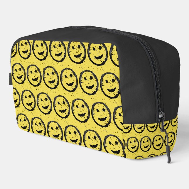 Cool Stained Happy Smiling face pattern yellow Dopp Kit (Right Corner)