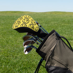Cool Stained Happy Smiling face pattern yellow Golf Head Cover