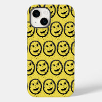 Cool Stained Happy Smiling face pattern yellow