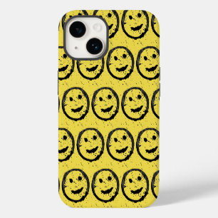 Cool Stained Happy Smiling face pattern yellow iPhone 14 Case
