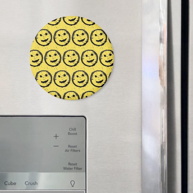 Cool Stained Happy Smiling face pattern yellow Magnet (In Situ (Fridge))