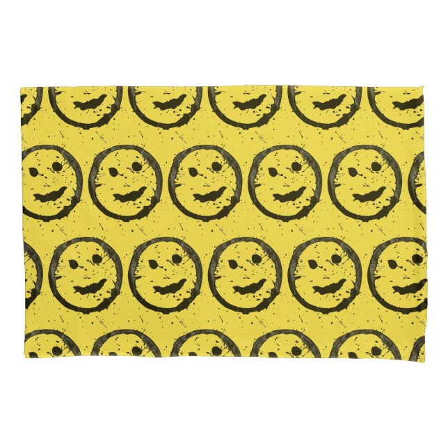 Cool Stained Happy Smiling face pattern yellow Pillowcase (Front)